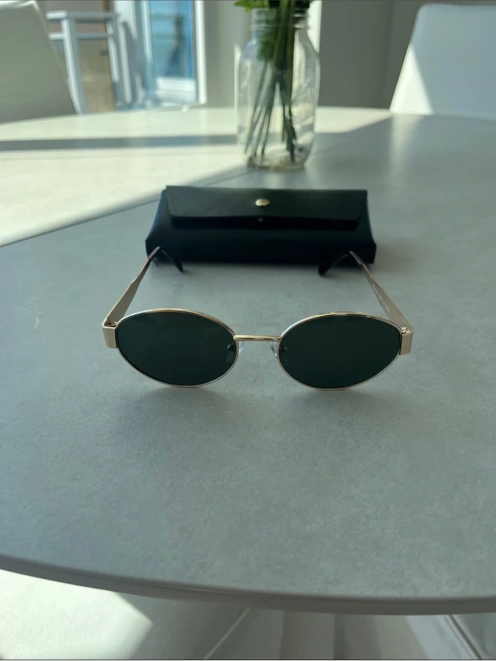 Gold Frame Oval Sunglasses